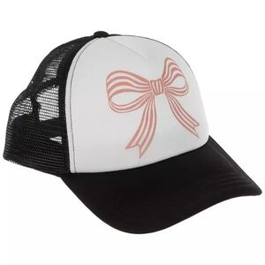 Hobby Lobby Black and White Trucker Hat with Pink Bow
